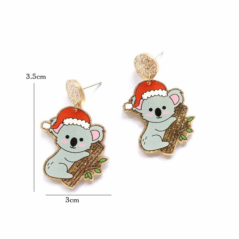 Wholesale Christmas Tree Rainbow Koala Dinosaur Cactus Acrylic Earrings