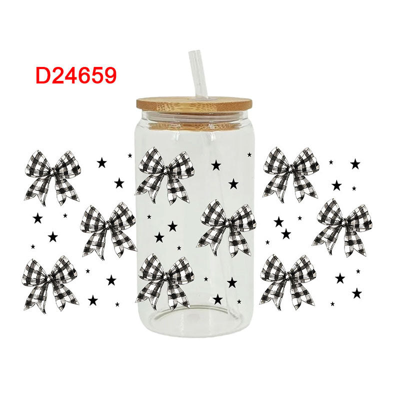Wholesale Cute Cartoon Bow 16oz Cup UV DTF Wraps