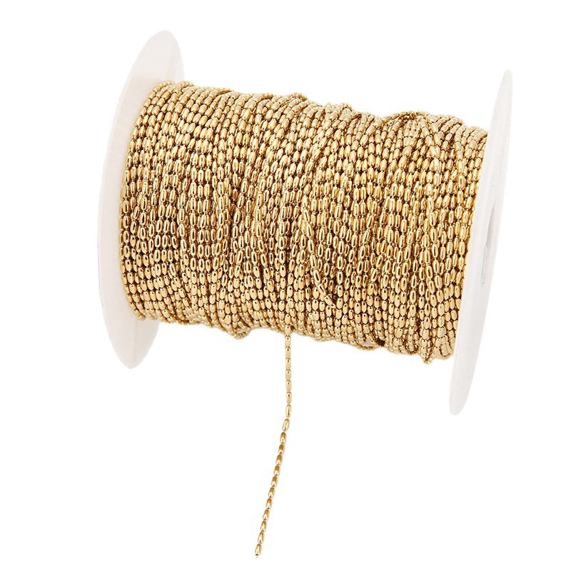 Wholesale 2PCS Stainless Steel Rice Bead Chain DIY Jewelry Pendants