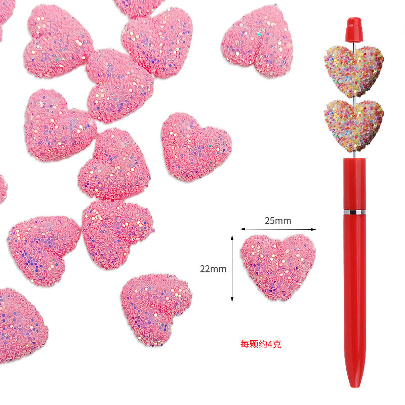 Wholesale Sequined heart-shaped straight hole Acrylic Beads