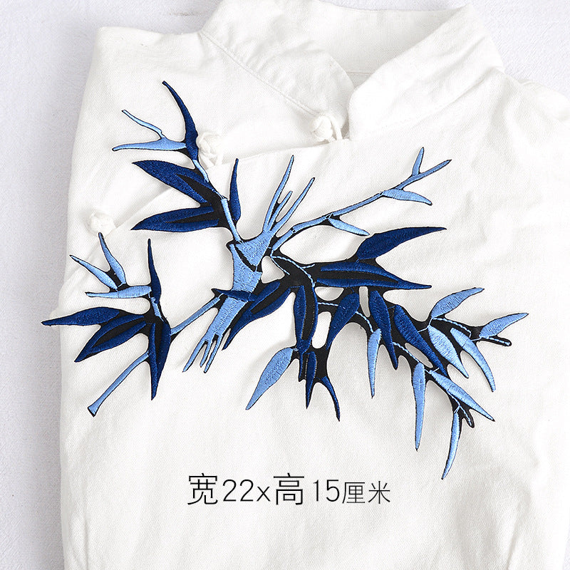 Wholesale Ethnic Bamboo Embroidery Patch Polyester Cotton Adhesive Backing Fashion Accessory For Clothing And Cheongsam Decor
