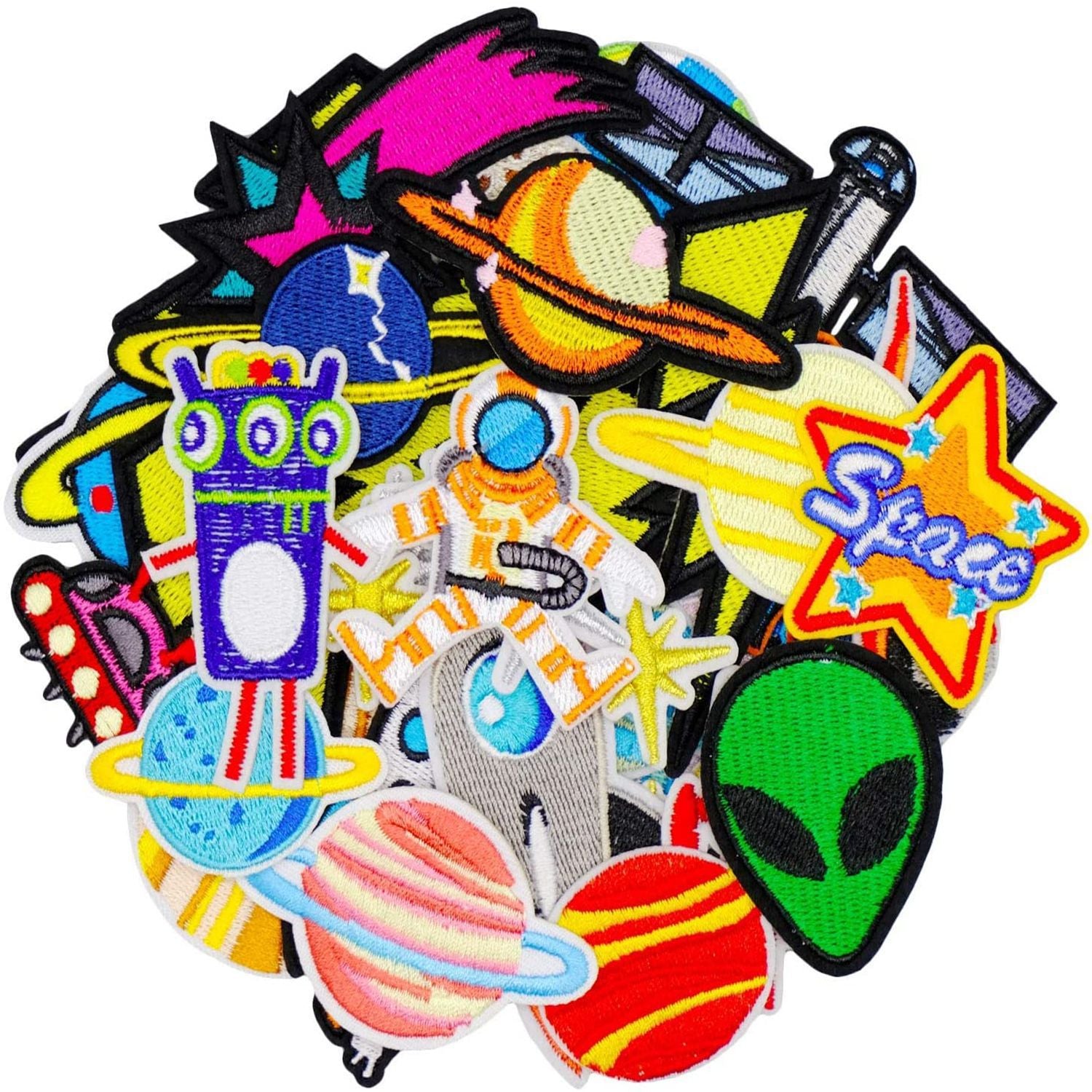 Wholesale Chic Cloth Embroidered Patches Space Planets Stars Series For DIY Clothing Shoes Bags Craft Supply Gift