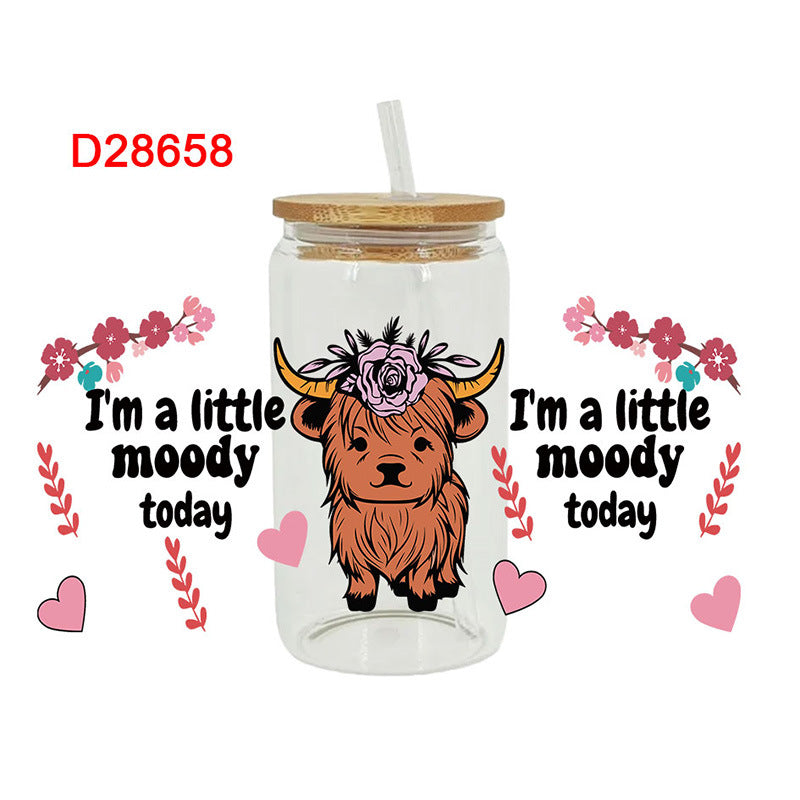 Wholesale Colorful Cartoon Cow 16oz Cup UV DTF Wraps