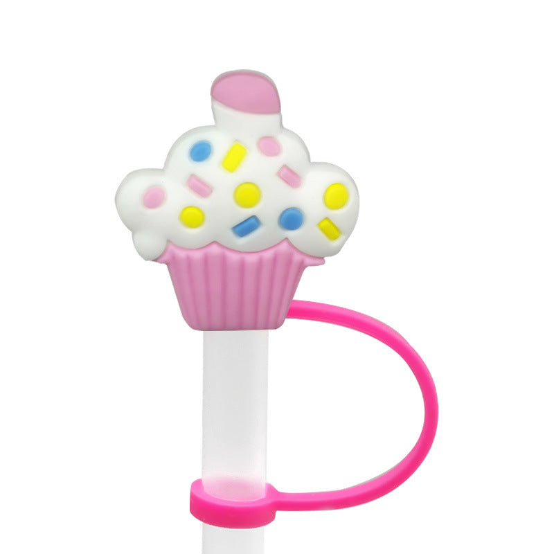 Wholesale 10pcs/pack Straw Cap Flower Fruit Straw Cover Silicone Dust Plug Party Straw