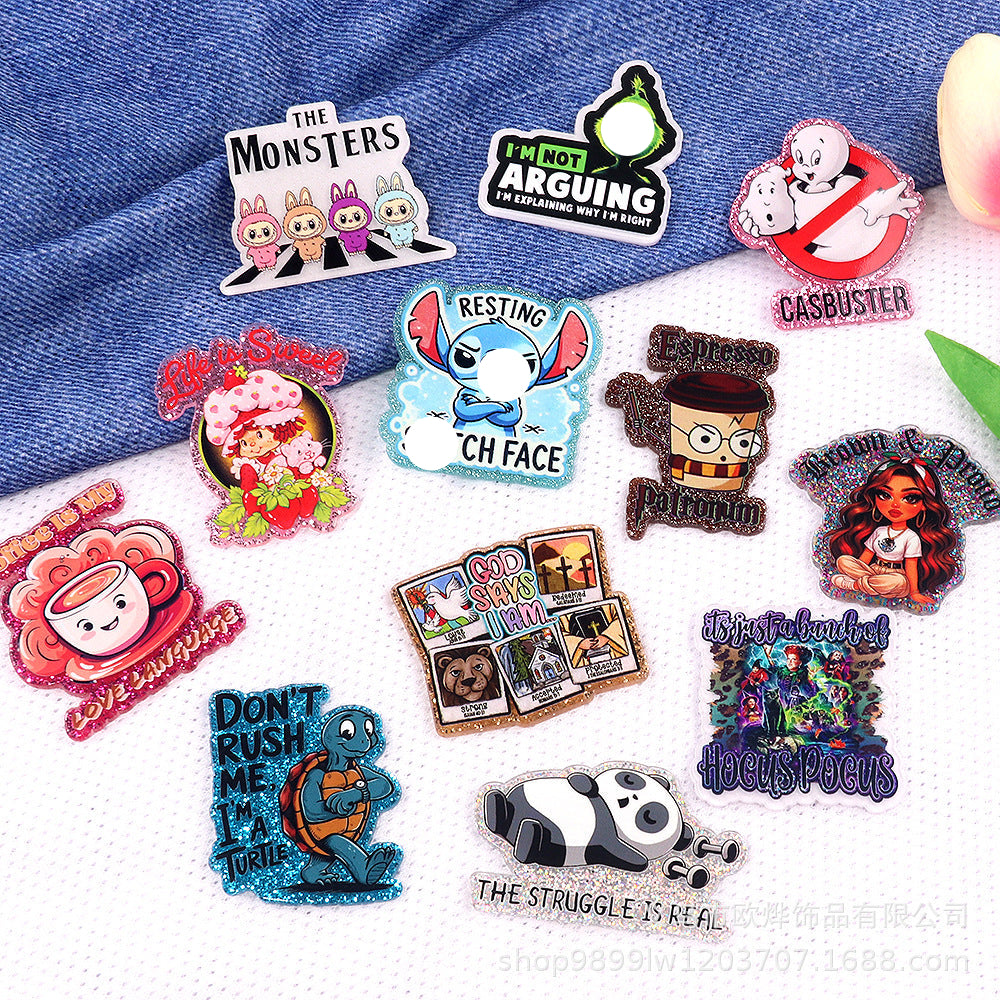 Wholesale 10pcs/ pack Cute Cartoon Character Animal Ornaments Acrylic Pins Cute DIY Accessories