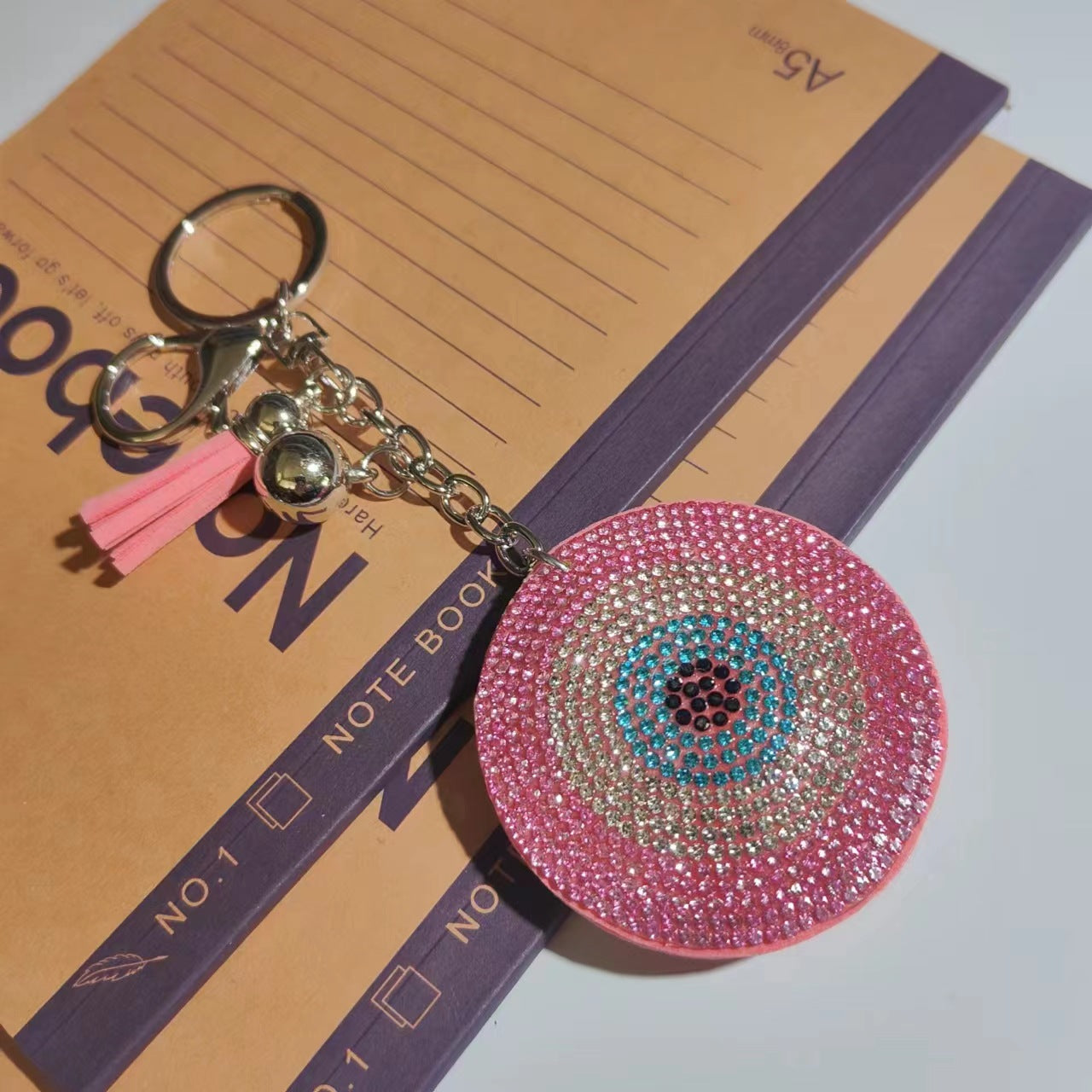 Wholesale 12pcs Diamond Devil Evil Eye Keychain Bag Tassel Pendant Key