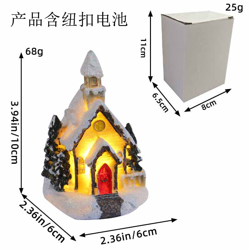 Wholesale Christmas Resin Colored Luminous House Desktop Ornaments