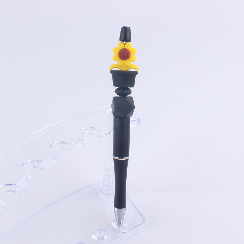 Wholesale Handmade Bead Pen Sunflower Silicone Ballpoint Pen