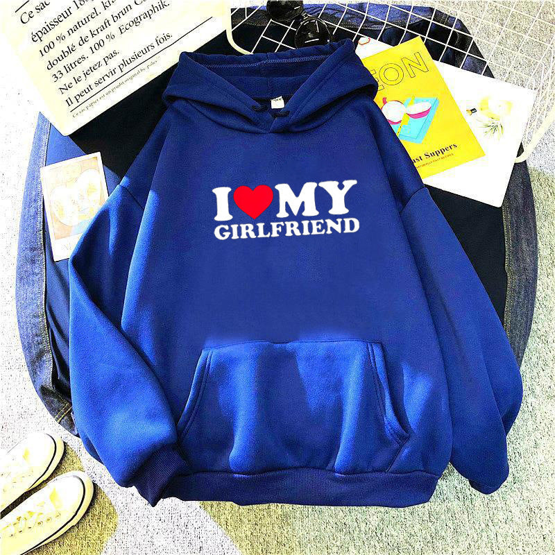 Wholesale Valentine's Day I Love My Boyfriend Girlfriend Print Hoodie
