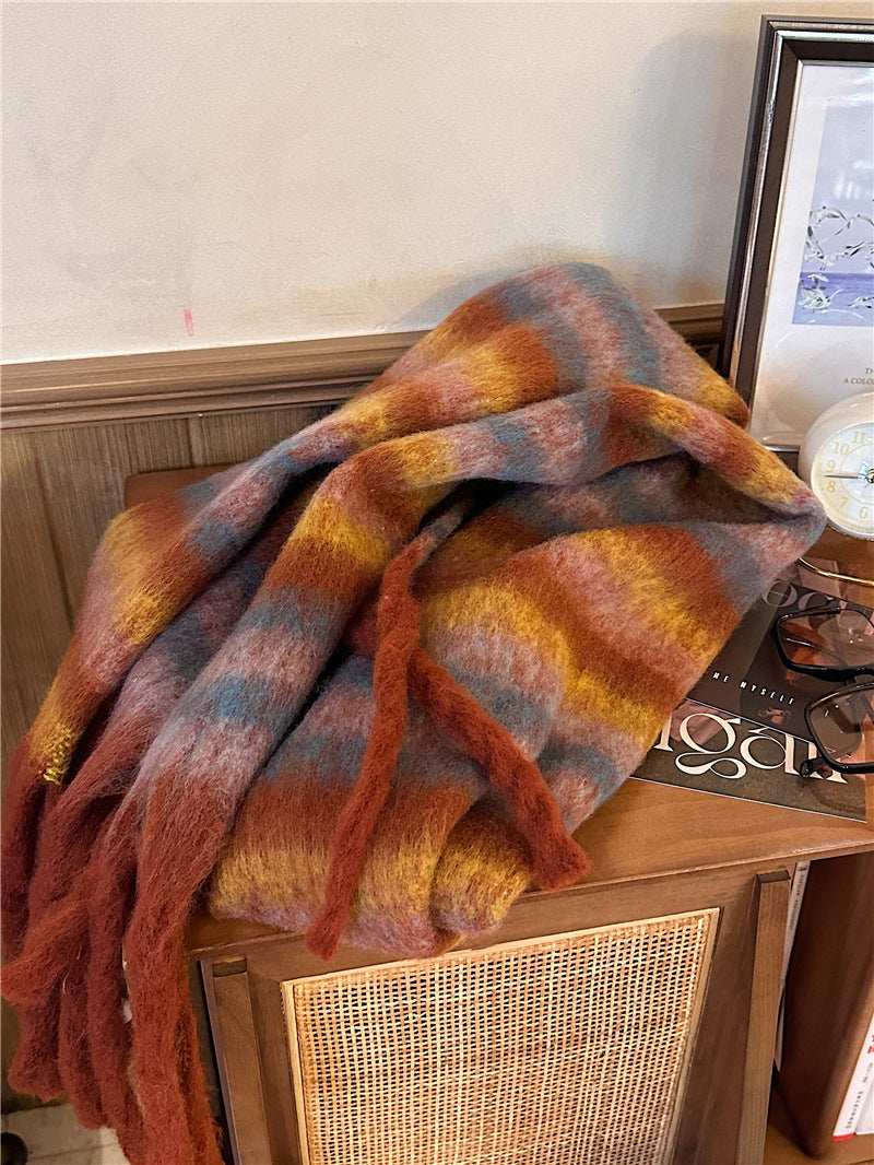 Wholesale Colorful Warm Striped Acrylic Scarf