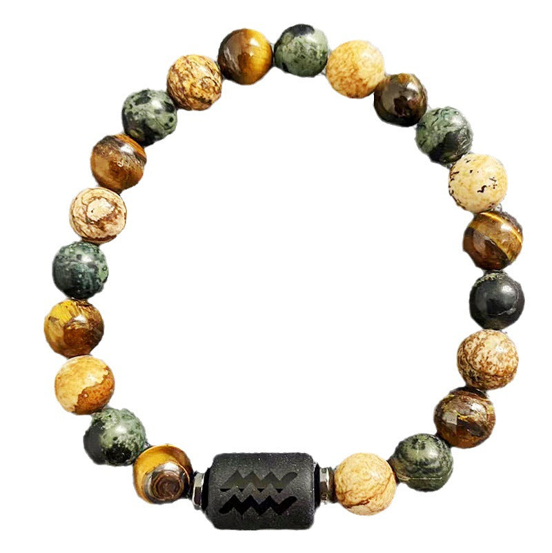 Wholesale Twelve Constellation Obsidian Men's Beading Bracelet