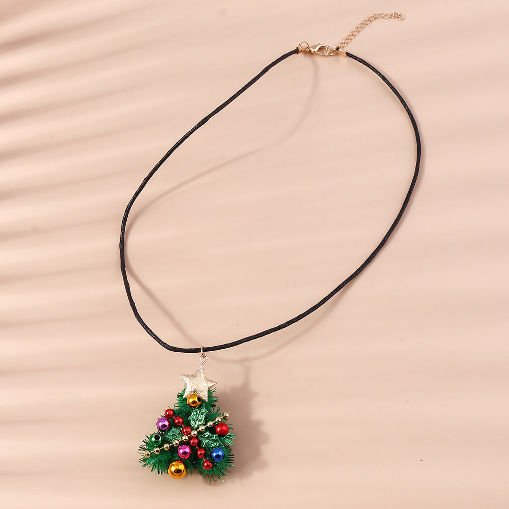 Wholesale Christmas Ornaments Plush Christmas Tree Plastic Necklace Sweater Chain