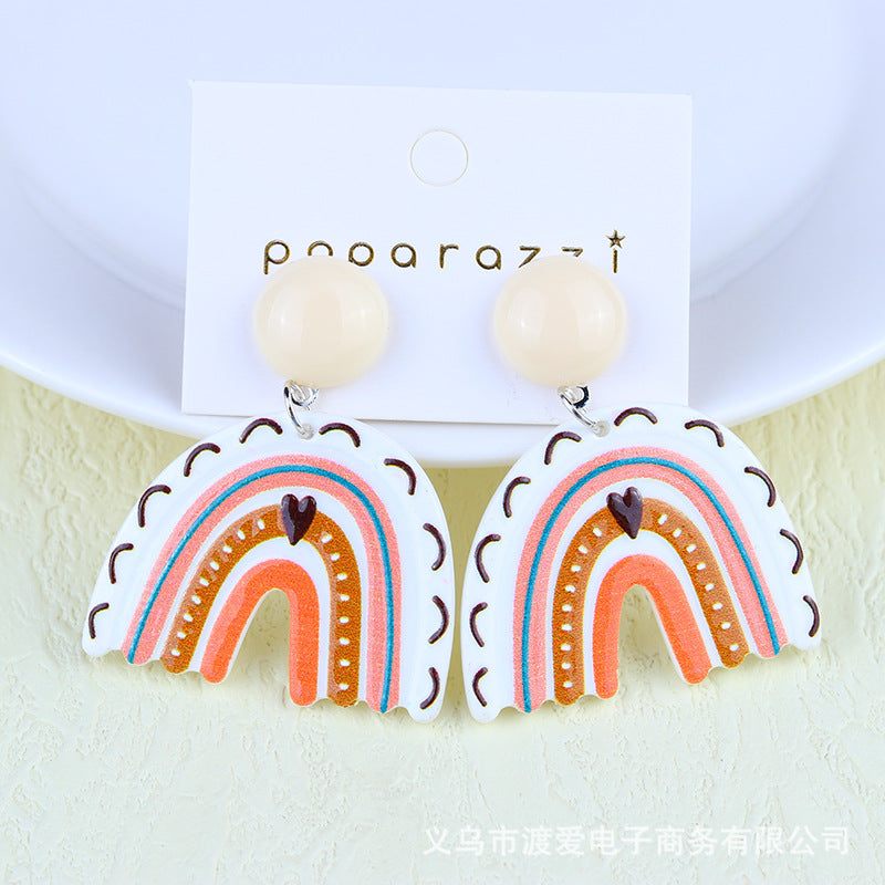 Wholesale Rainbow contrast summer acrylic earrings