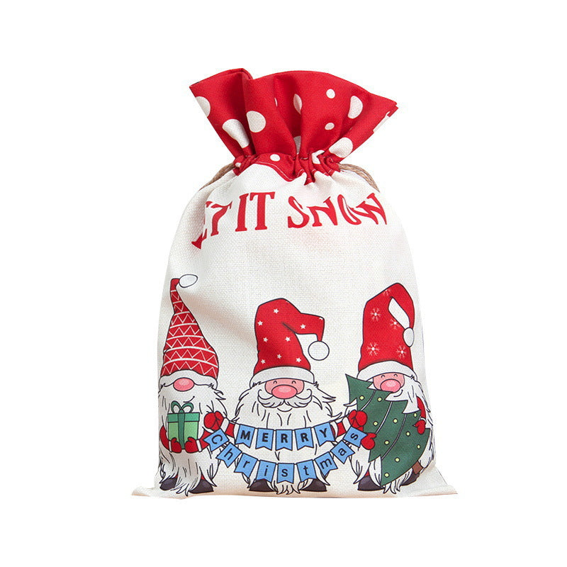 Wholesale Cloth Candy Bag Christmas Drawstring Cartoon Gift Bag