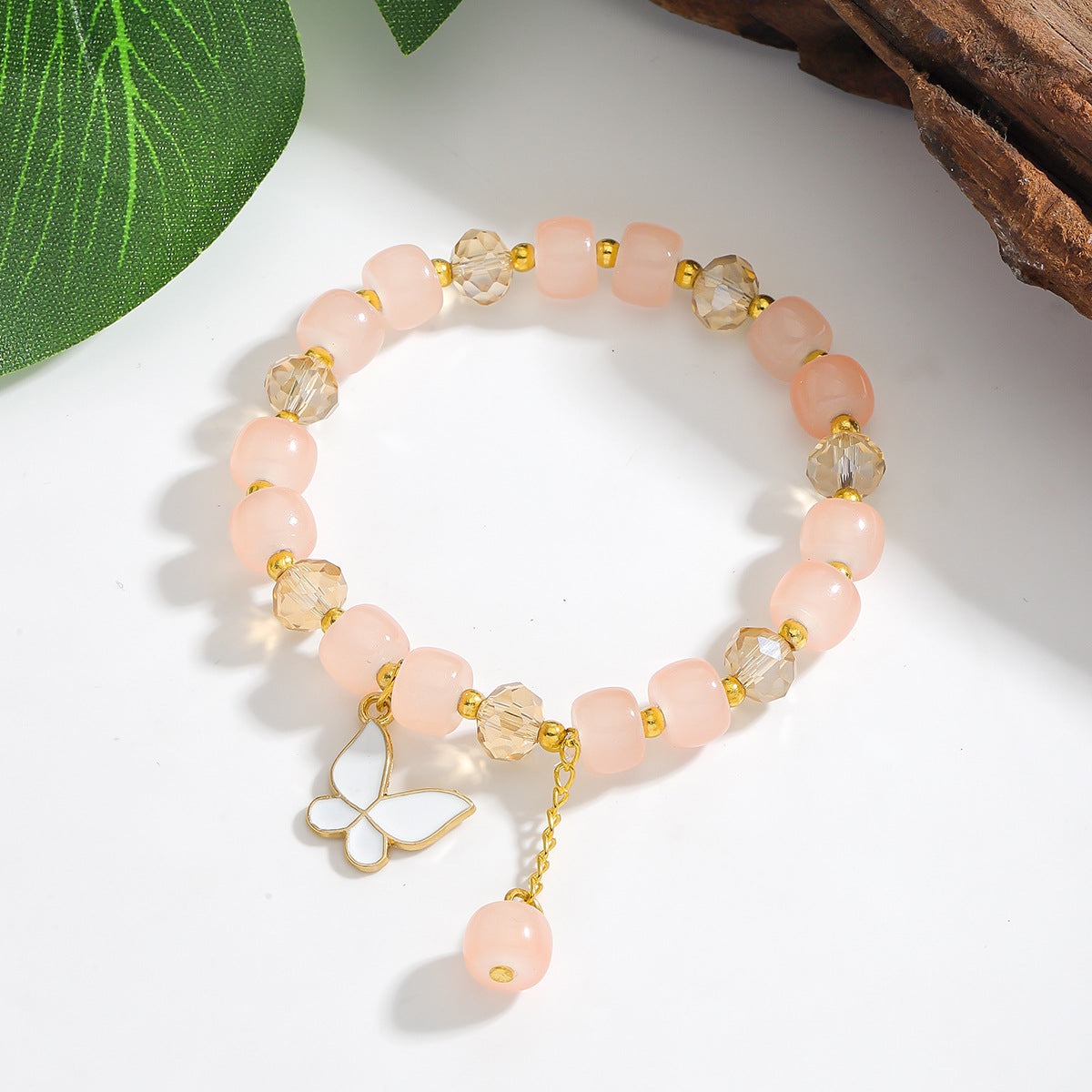 Wholesale Arrival Glass Abacus Handmade Woven Butterfly Pendant Colorful Beads Bracelet Jewelry