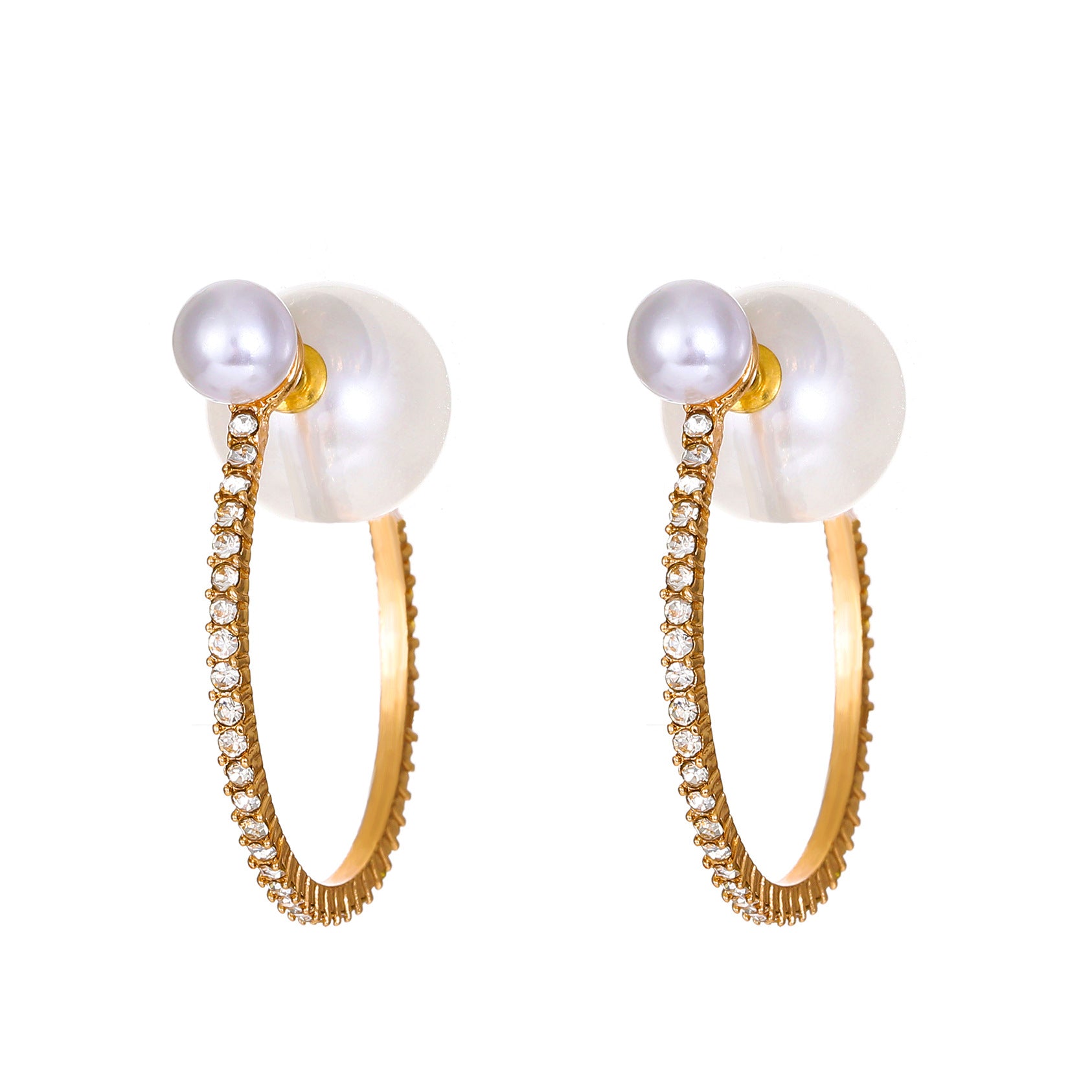 Wholesale Geometric Pearl Studded Diamond Alloy Earrings
