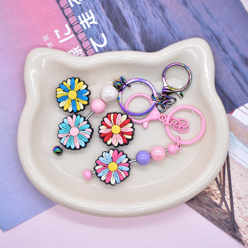 Wholesale Random 100pcs Candy colored Flower Focal Beads