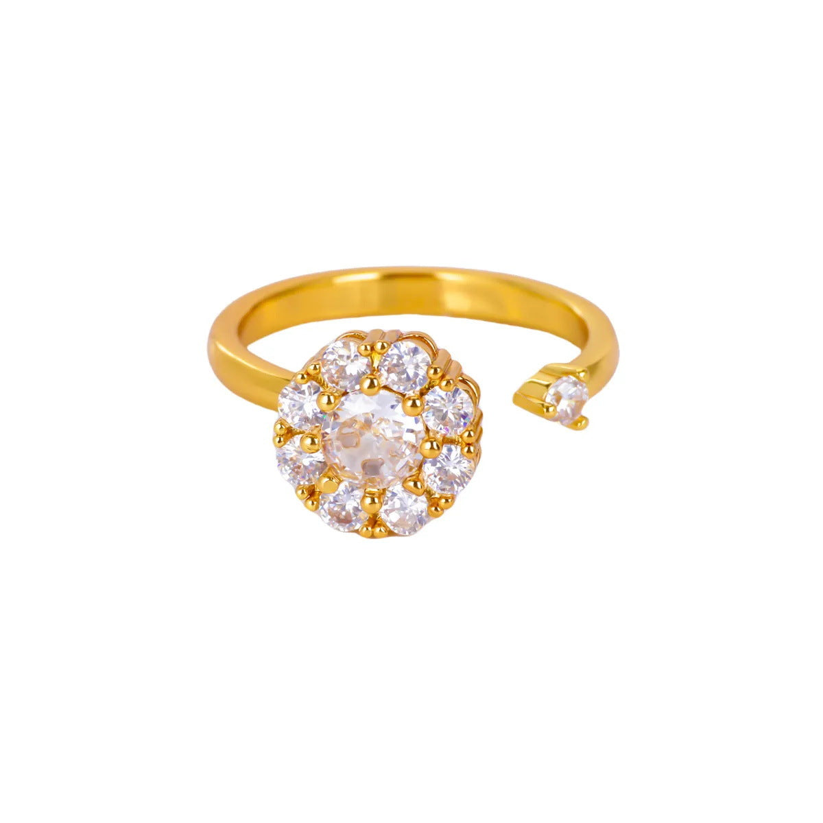 Wholesale simple rotatable sunflower decompression Open Ring