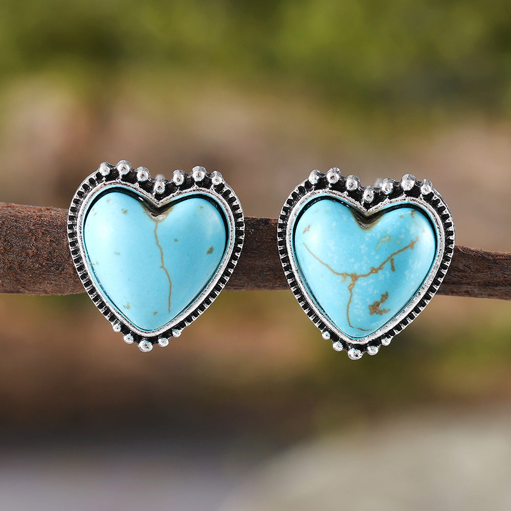 Wholesale Heart-shaped turquoise earrings