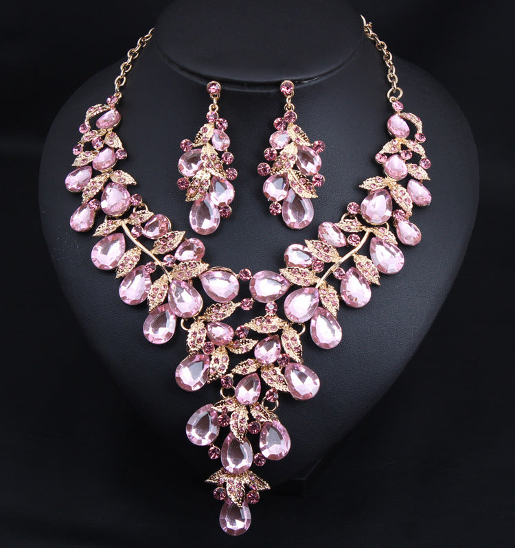 Wholesale Women's Evening Dress Accessories Large Waterdrop Necklace Earrings Set