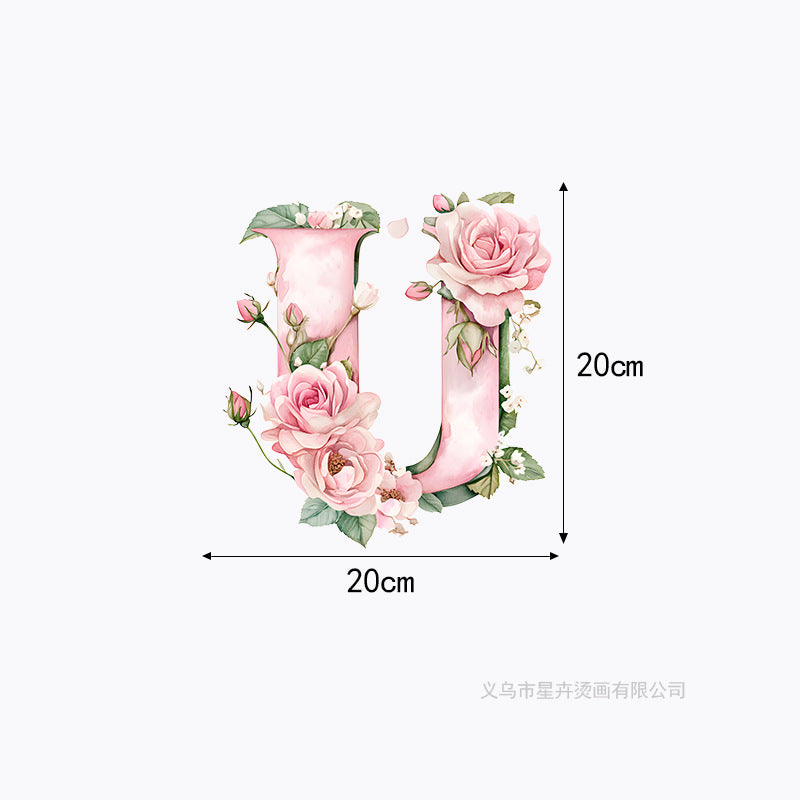 Wholesale 10pcs 26 letter flower branches and leaves UV DTF Ready to Press Transfers Wraps