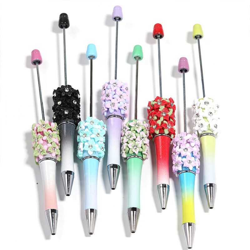 Wholesale Heavy Industry DIY Beadable Pen  Camellia Resin Rose Bead Pen