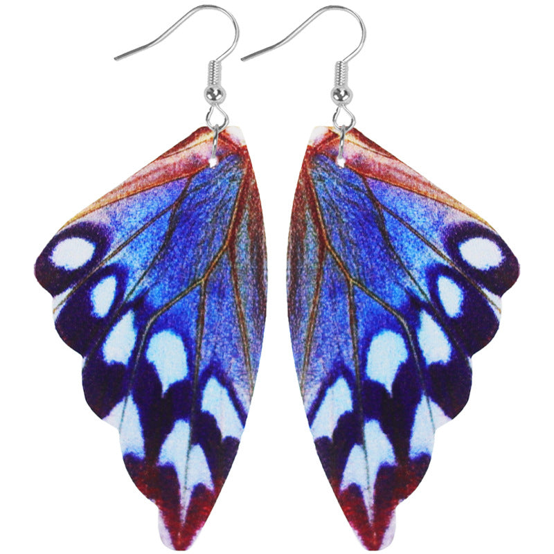 Wholesale 2pairs/pack 3D Simulated Butterfly Wings Symmetrical Leather Earrings