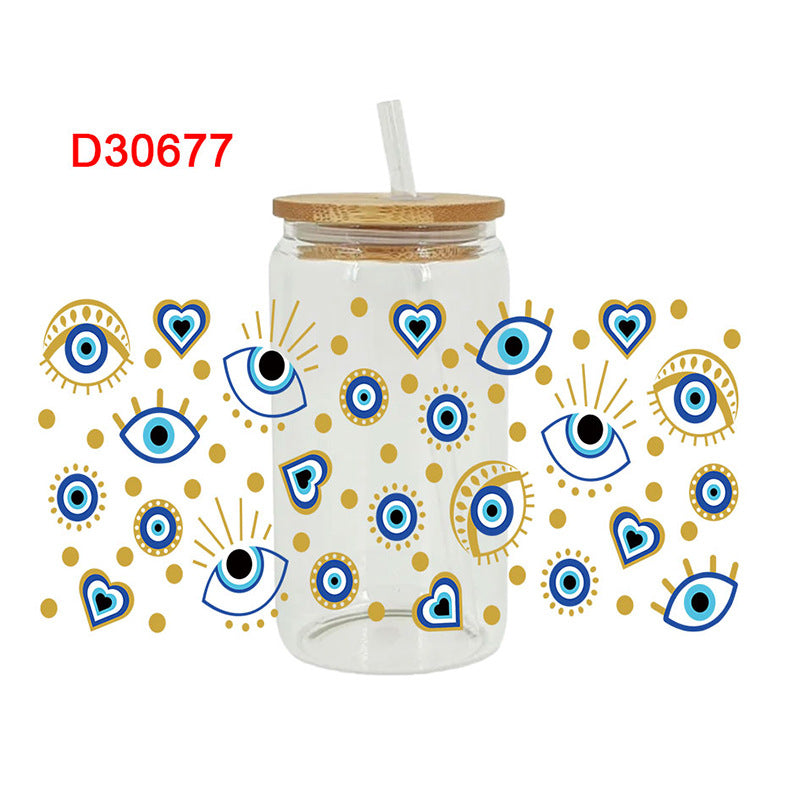 Wholesale Blue Devil's Eye Series 16oz Cup UV DTF Wraps