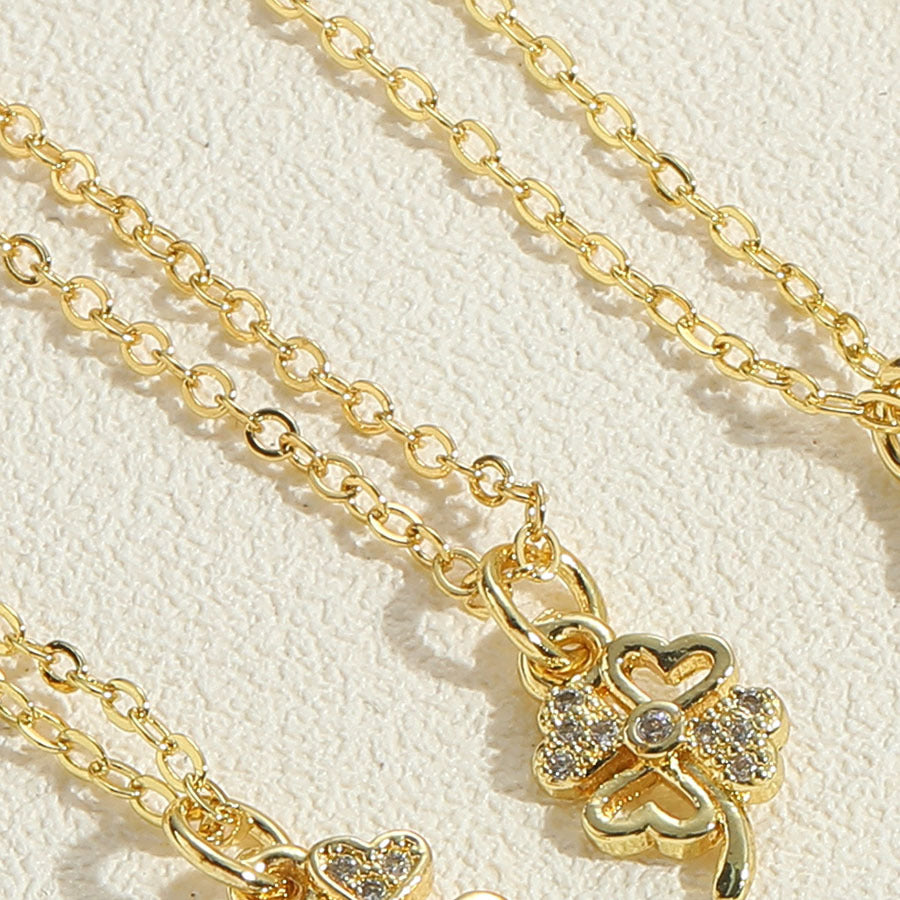 Wholesale Four Leaf Clover Cross Zircon Pendant Necklace