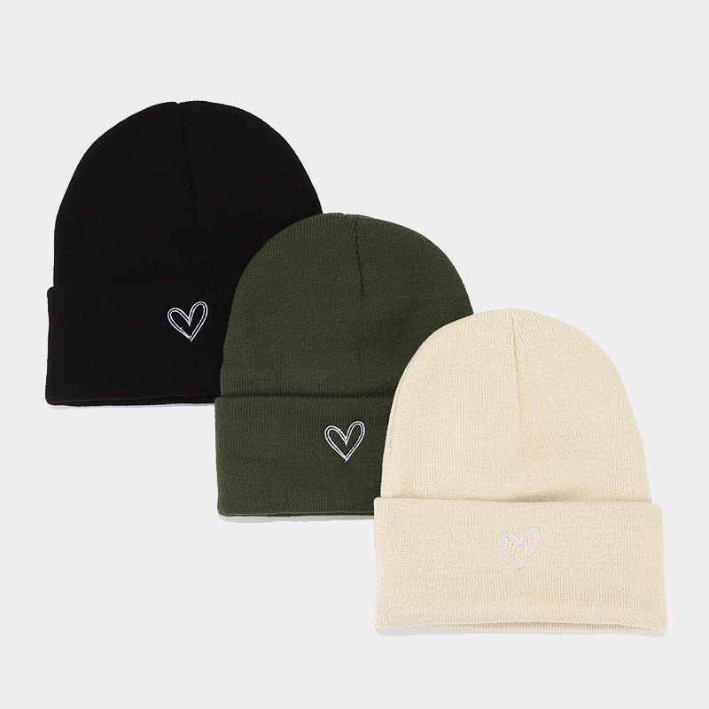 Wholesale Thickened Love Embroidered Acrylic Knitted Hats
