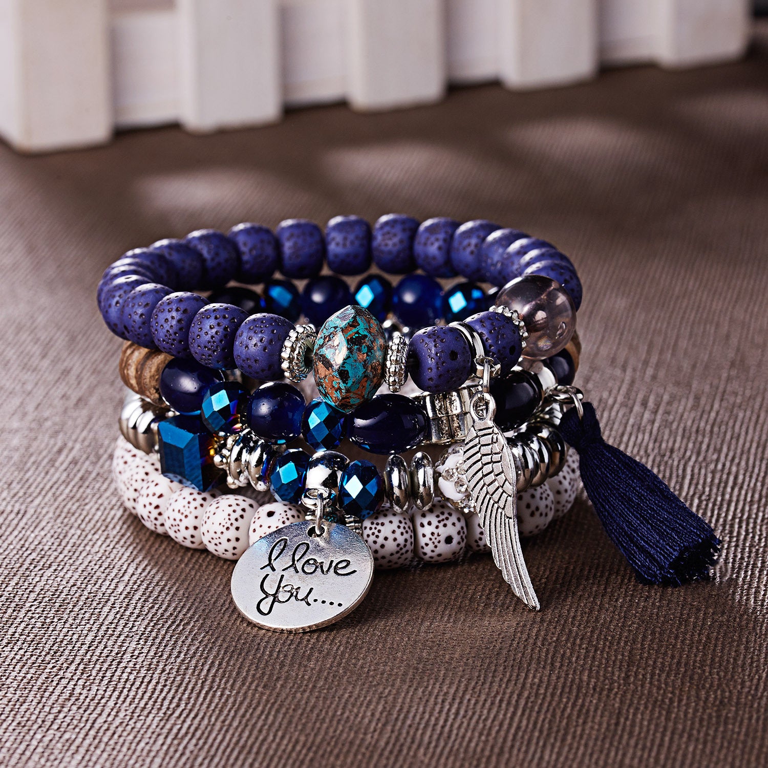 Wholesale Bohemian Wings Tassel Rice Beads Beaded Bracelet