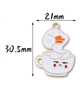 Wholesale 10pcs Cute Refueling Duck Love DIY Alloy Oil Drop Pendant Earring Keychain Pendant