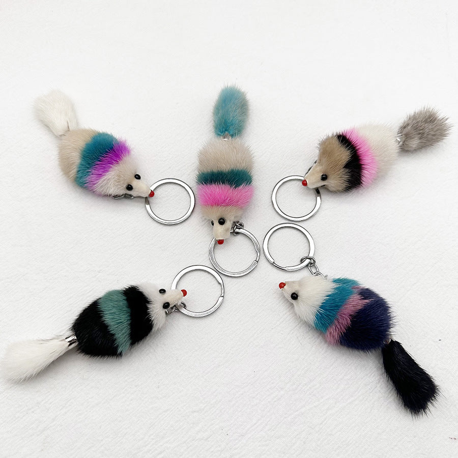 Wholesale Cute Mink Fur Mouse Keychain