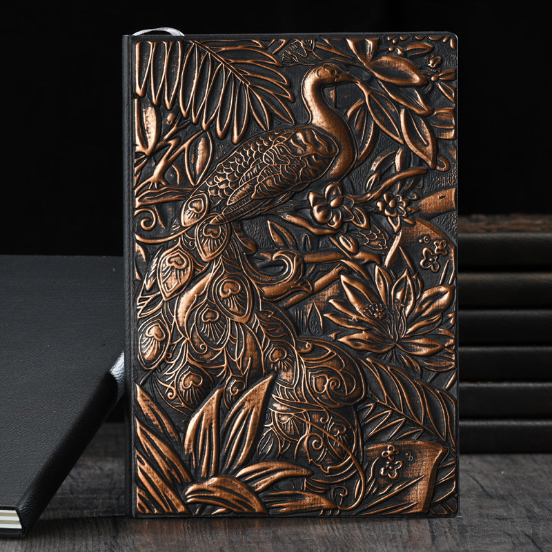 Wholesale Colorful Peacock Embossed Notebook A5 PU Embossed 3D Handbook