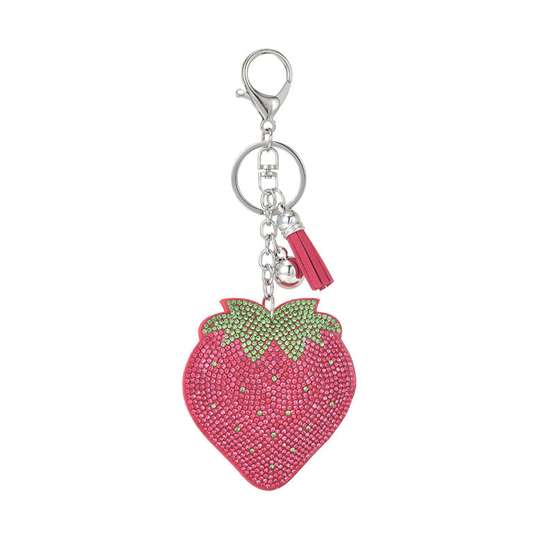 Wholesale Tassel Creative Fruit Strawberry Rhinestone Keychain