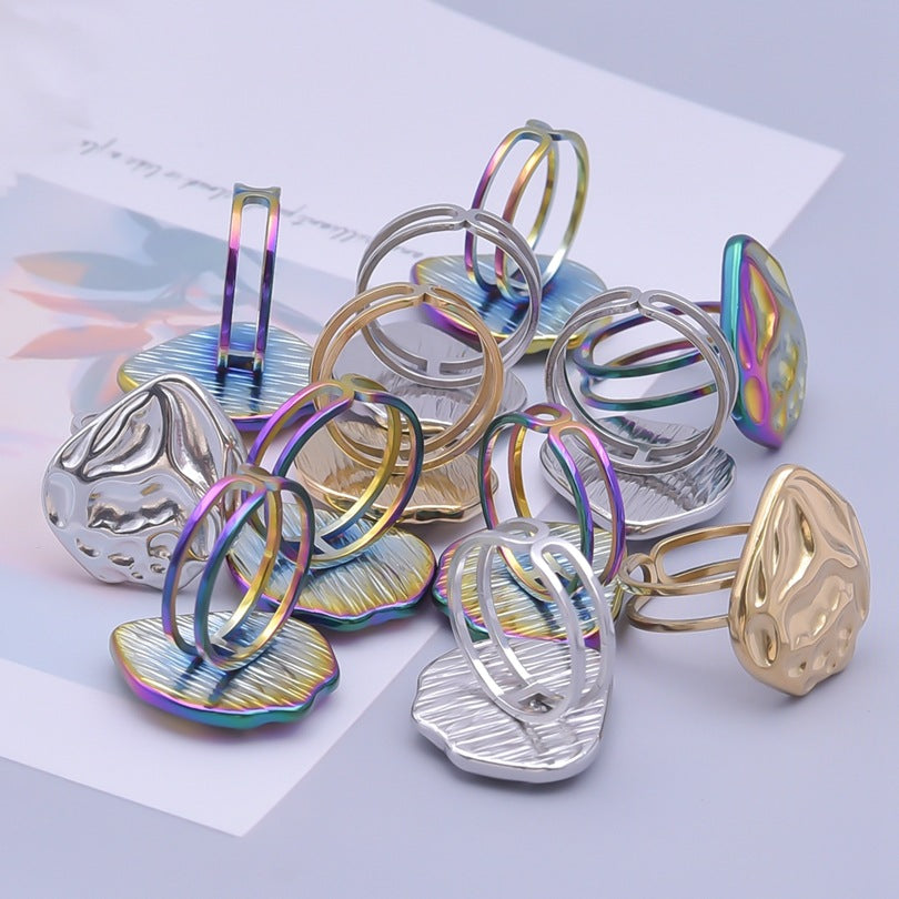 Wholesale Valentine's Day Geometric Love Shaped Stainless Steel Rings