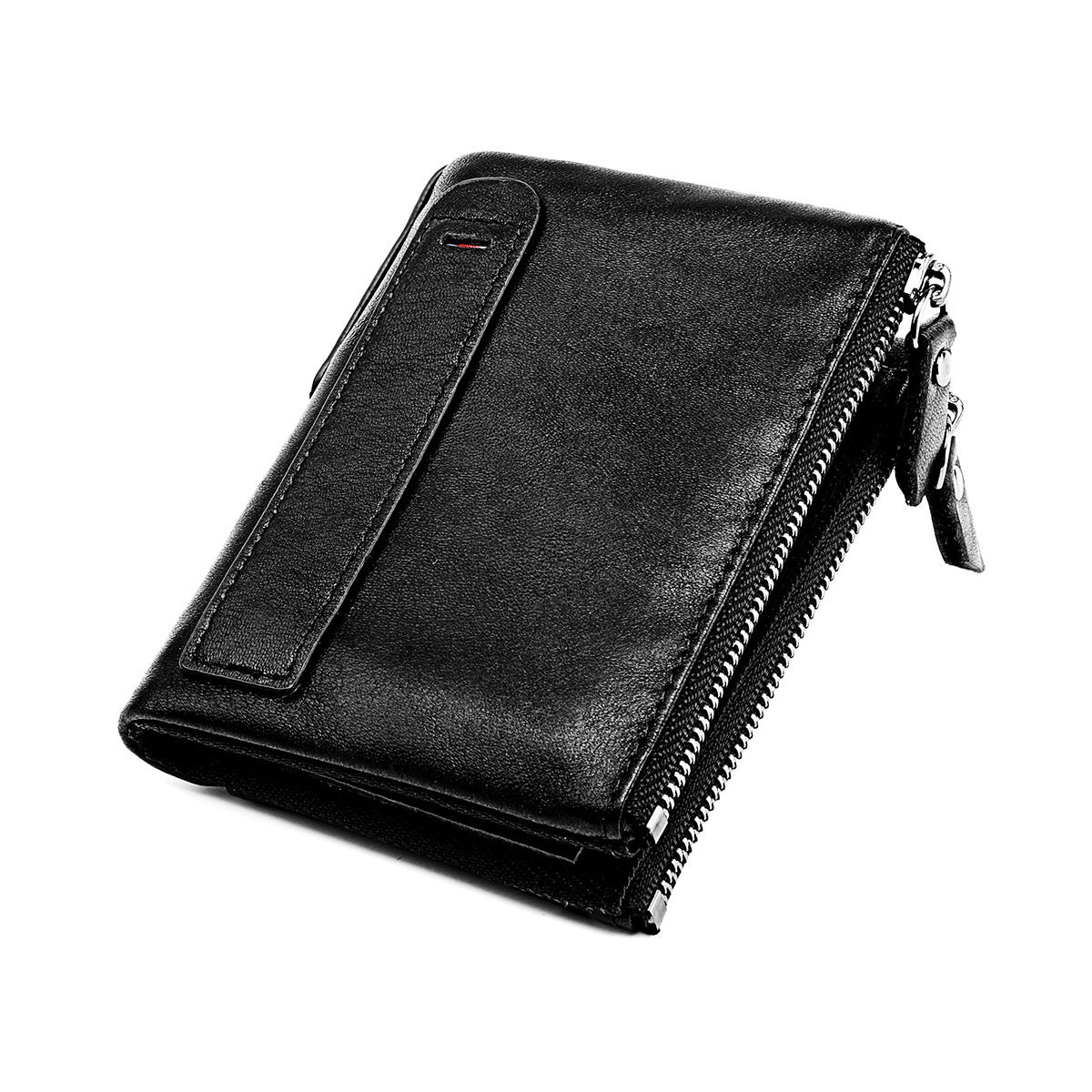 Wholesale Women' s Genuine Leather Double Zipper Compact Wallet
