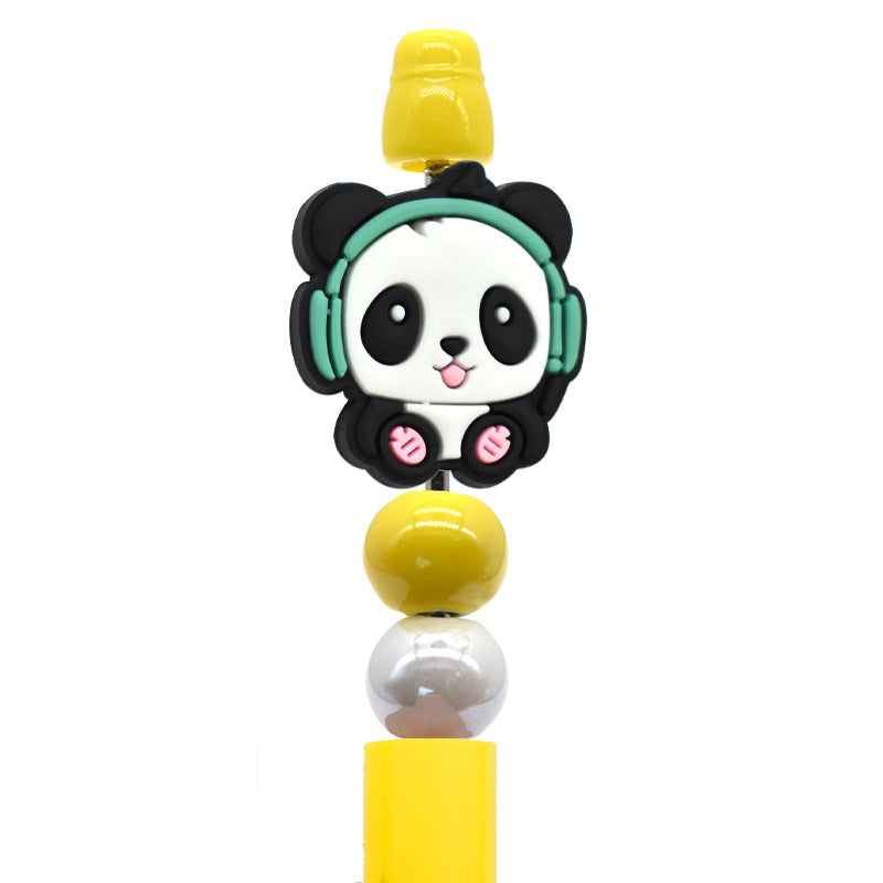 Wholesale Random100pcs/pack DIY Cute Cartoon Panda Beaded Pen Pvc Soft Glue Focus Beads