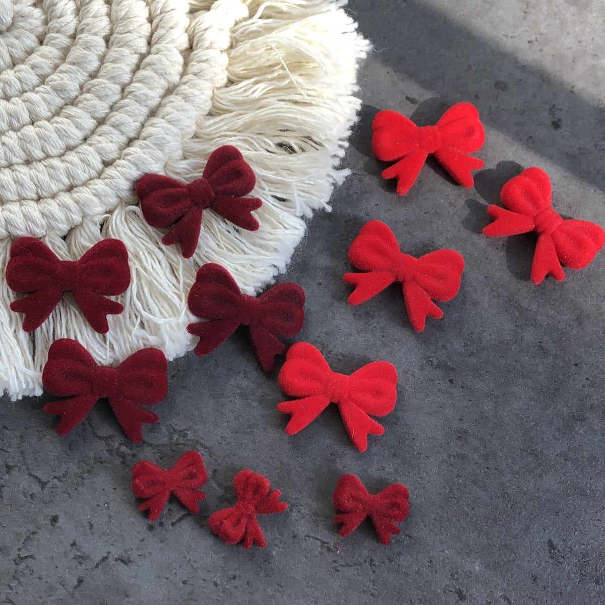 Wholesale 10PCS Flocking Bow Jewelry Accessories Beads