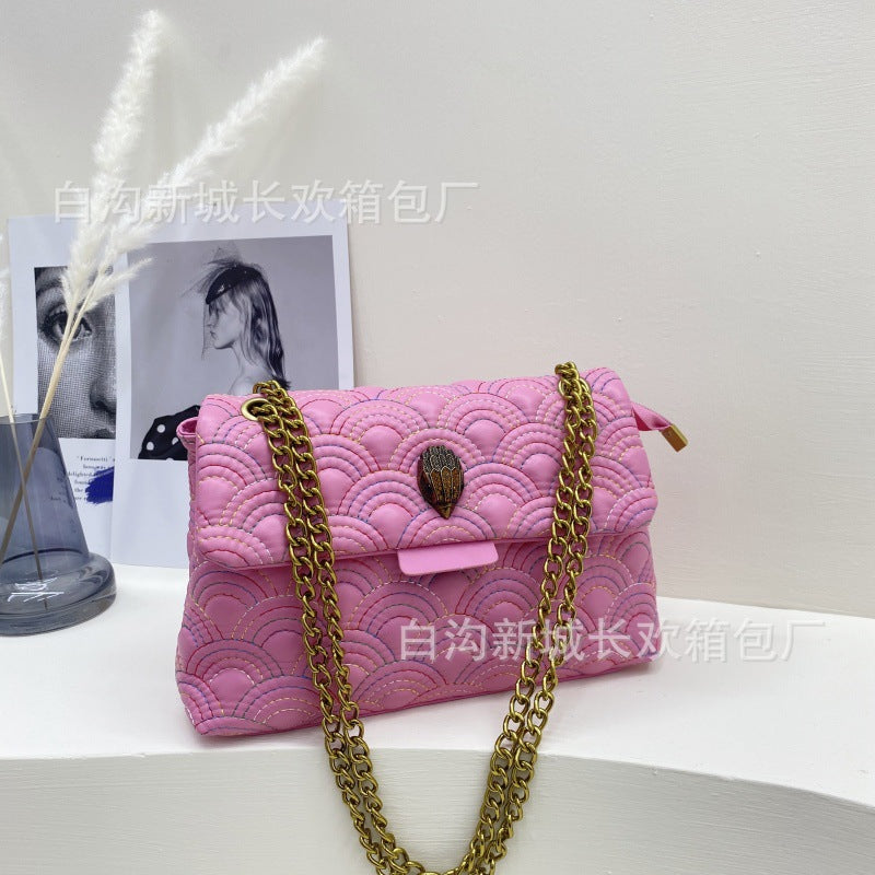 Wholesale Rainbow Embroidery Chain Shoulder Crossbody Small Square Bag