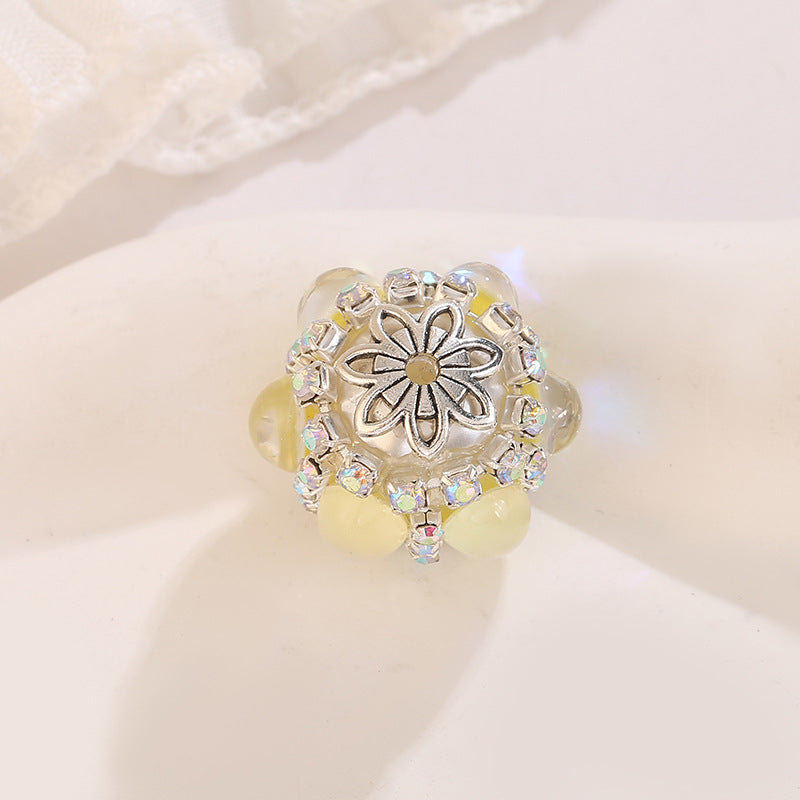 Wholesale of 10PCS Cat Eye Stone Mocha Lantern Soft Ceramic Drill Ball Straight Hole Beads