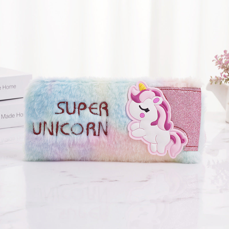 Wholesale Unicorn Colorful Plush Pen Bags