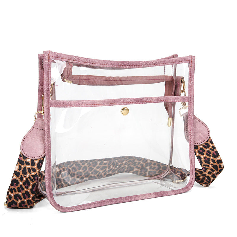 Wholesale Western Style Leopard Print Small Square Transparent Crossbody Bag