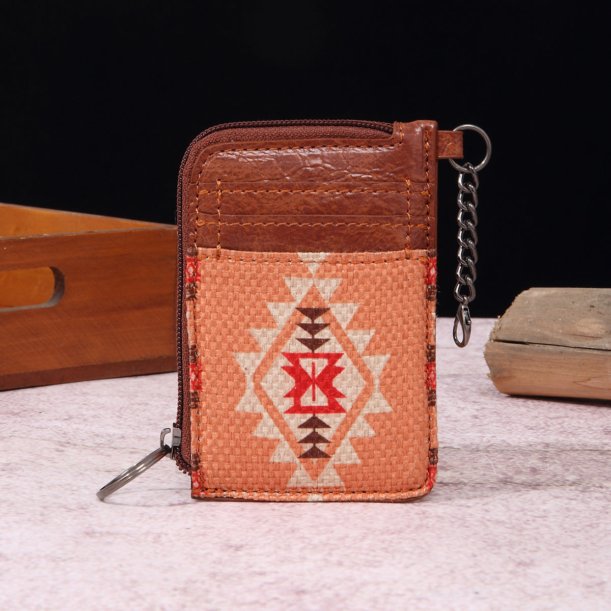 Wholesale Aztec Retro Cotton Linen Western Wallet Bohemian Card Bag Clutch