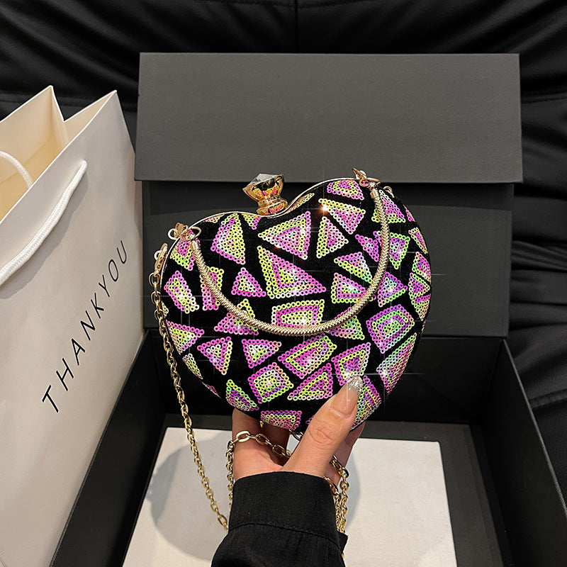 Wholesale Sequined patchwork hand-held clip buckle shell bag crossbody bag