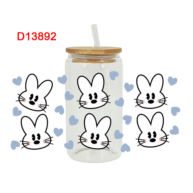 Wholesale Colorful Rabbit Easter 16oz Cup UV DTF Wraps