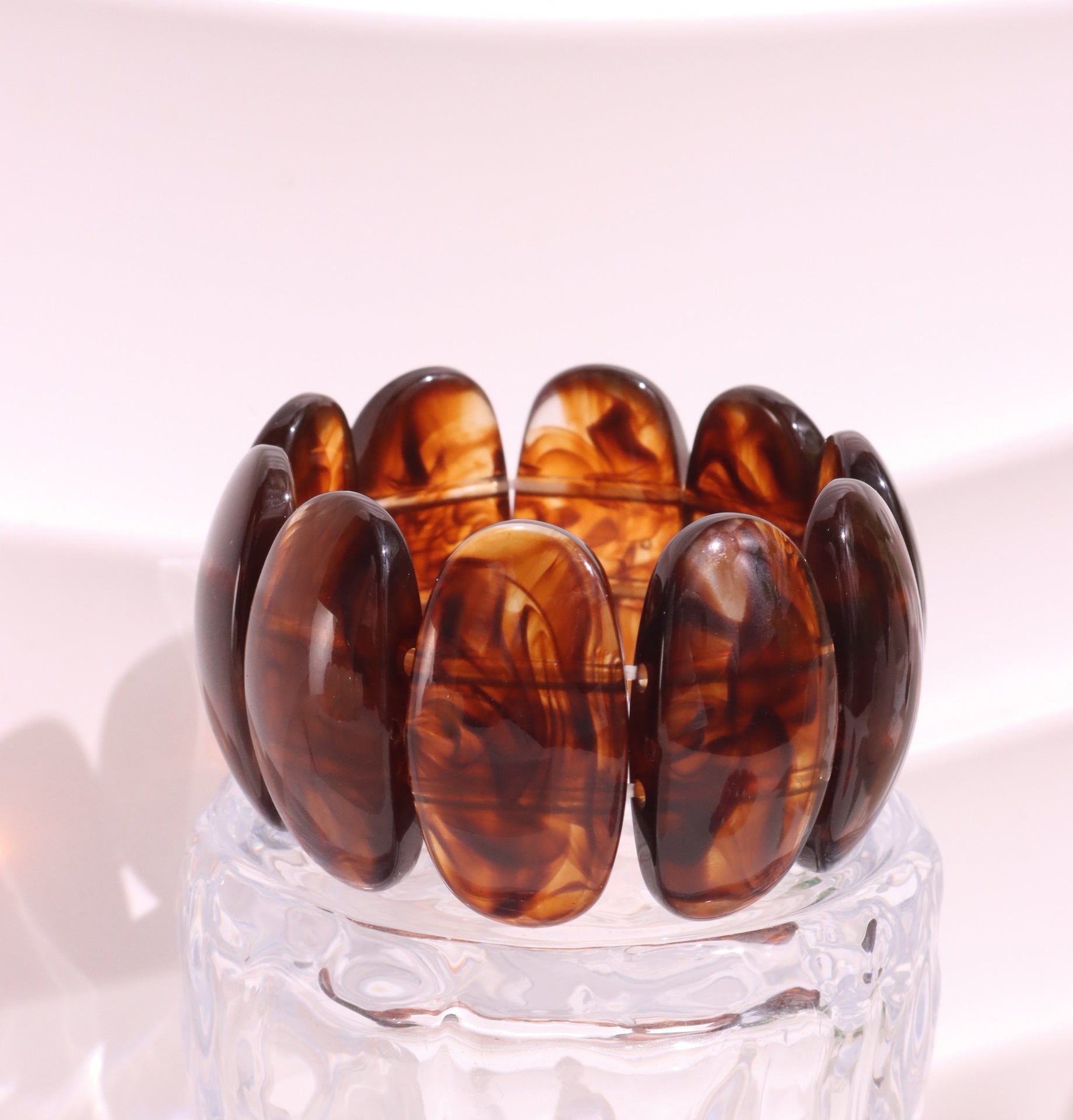 Wholesale Marble Pattern Exaggerated Color Resin Retro Geometric Circular Dyeing Transparent Bracelet