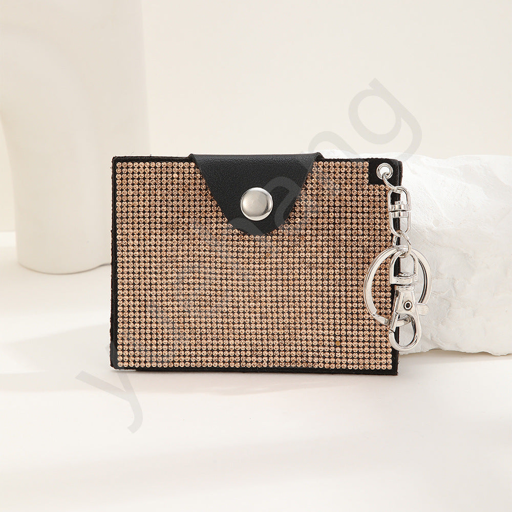 Wholesale Fashion Colorful Rhinestone Credit Card Holder Coin Purse Leopard Print Colorful Card Holder Leather Keychain