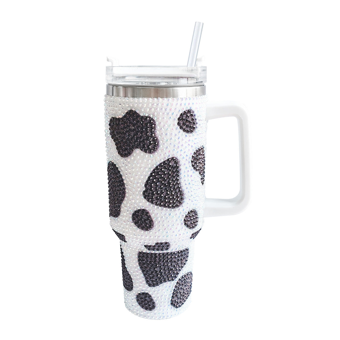 Wholesale Tumbler Ice Bullies Cup  40oz Cow Pattern Diamond-encrusted Portable Thermos Tumbler Cup