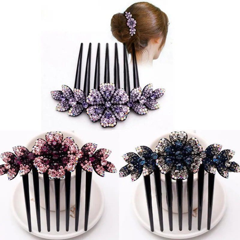 Wholesale Diamond Flower Hairpin Comb Hair Ponytail Clip